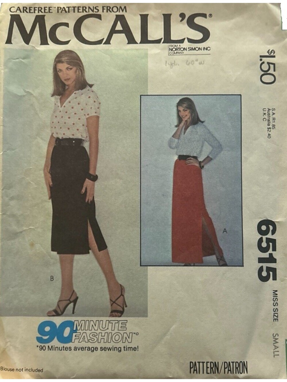 McCall's 6515 Misses' Skirt Sewing Pattern Size Small